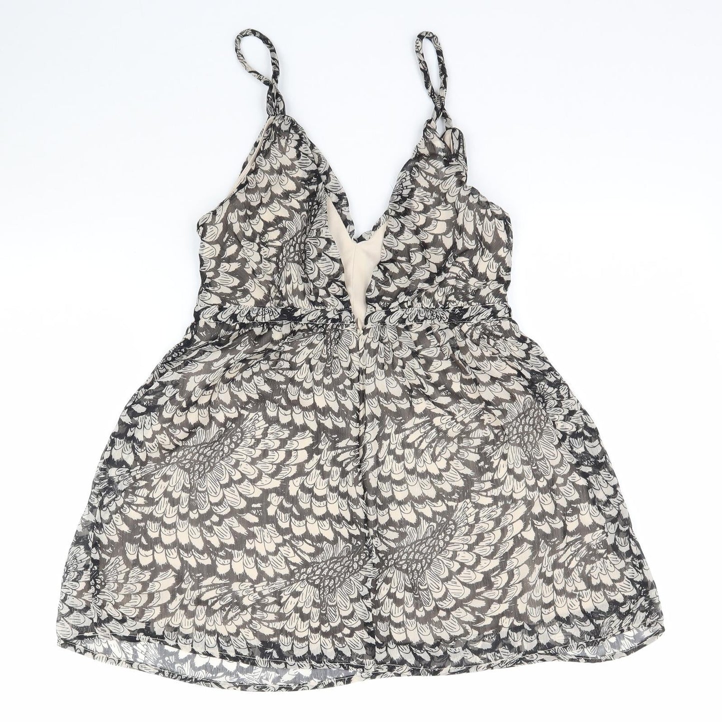 VILA Womens Beige Animal Print  Camisole Blouse Size XL  - Feather pattern