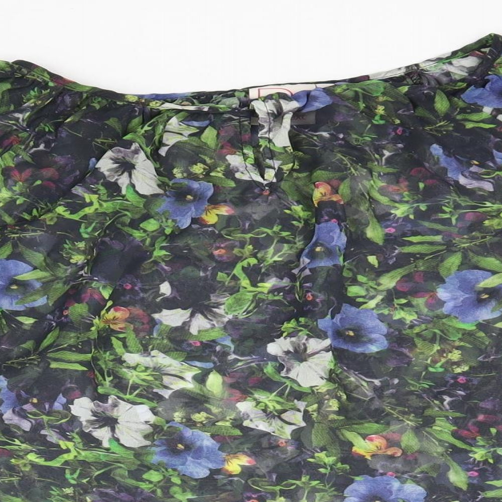 NEXT Womens Multicoloured Floral Mesh Basic Blouse Size 6  - Keyhole Neck