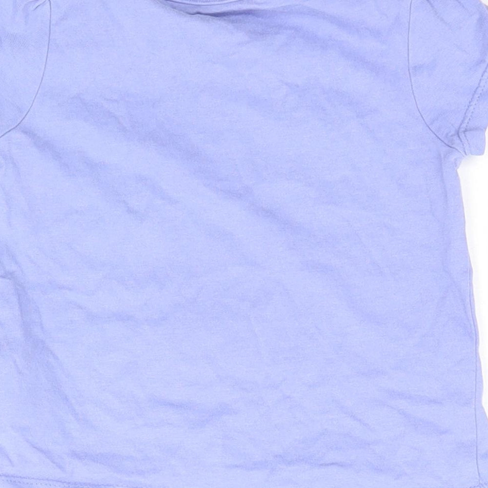 Mothercare Girls Purple   Basic T-Shirt Size 6-9 Months  - Cat bow