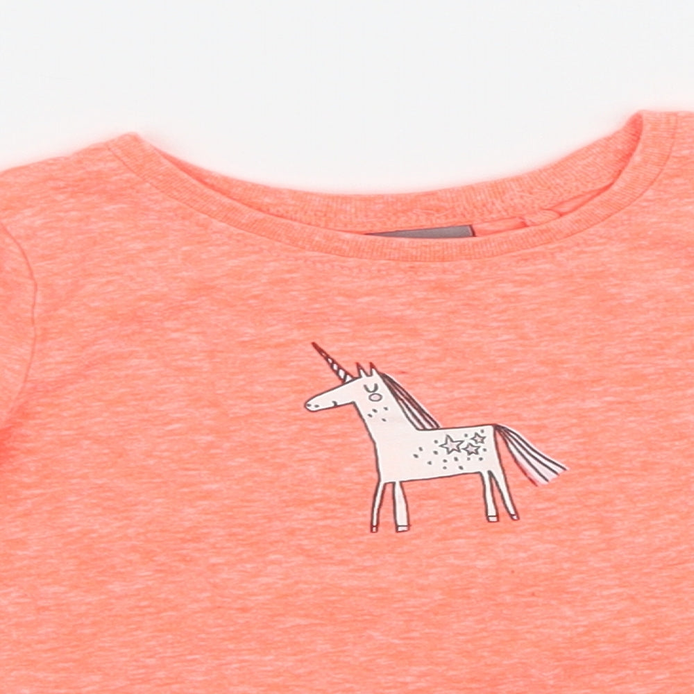 NEXT Girls Orange   Basic T-Shirt Size 6-9 Months  - Unicorn
