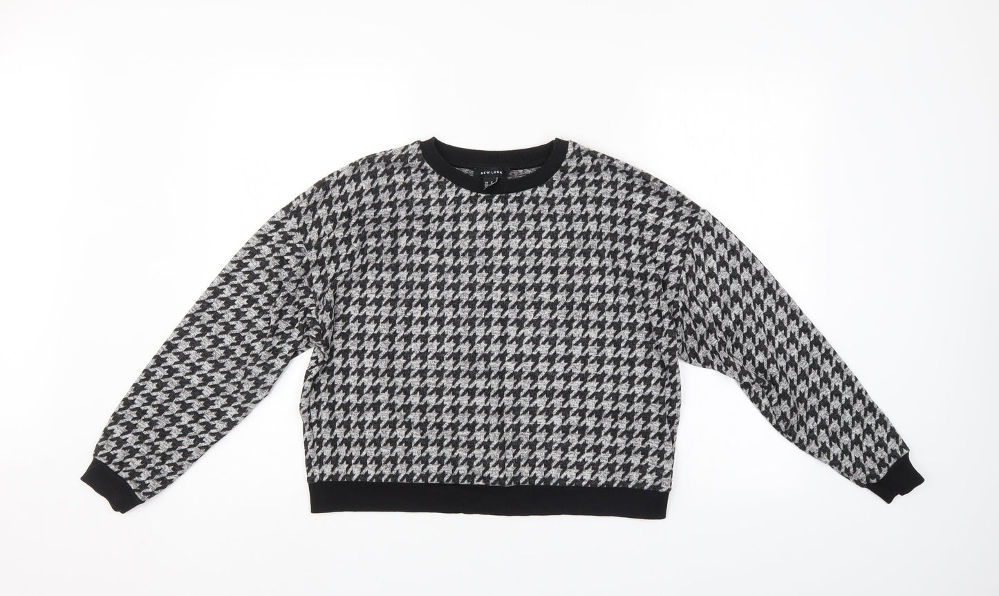 New Look Womens Grey Houndstooth  Pullover Jumper Size M