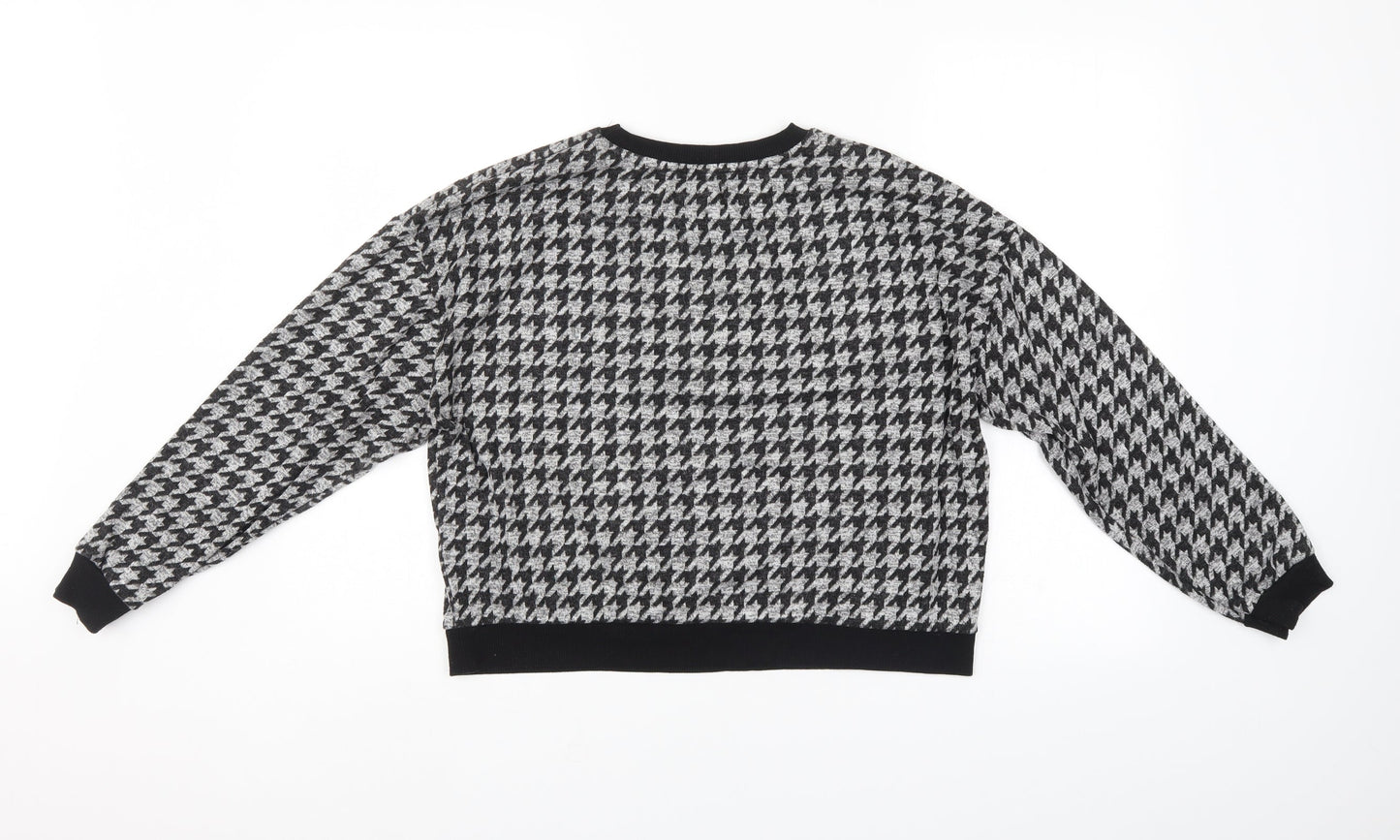 New Look Womens Grey Houndstooth  Pullover Jumper Size M