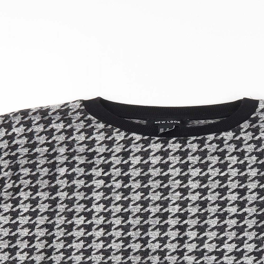 New Look Womens Grey Houndstooth  Pullover Jumper Size M