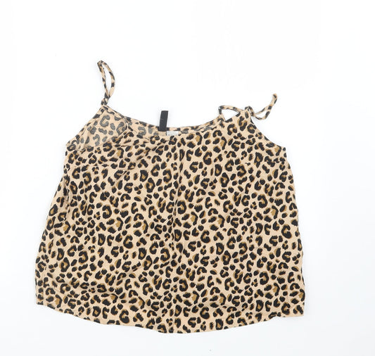 Divided by H&M Womens Brown Animal Print  Cropped T-Shirt Size 8