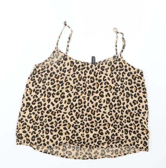 Divided by H&M Womens Brown Animal Print  Cropped T-Shirt Size 8