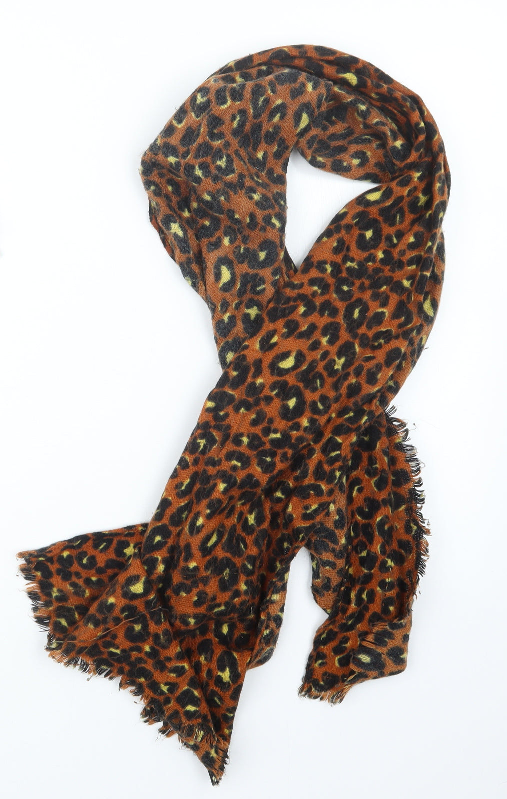 New Look Womens Orange Animal Print Knit  Scarf
