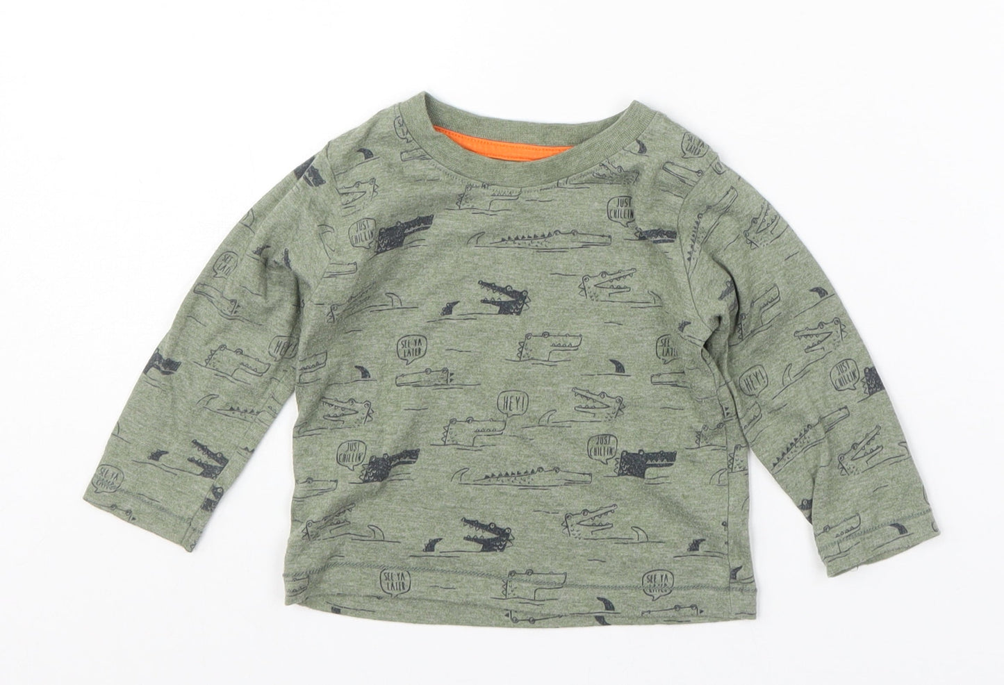 Primark Boys Green   Basic T-Shirt Size 9-12 Months  - Crocodiles