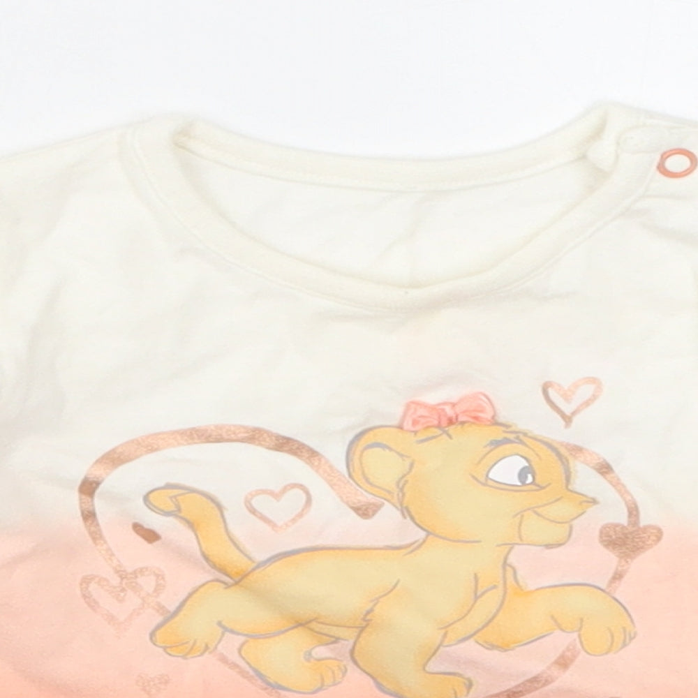 George Girls Pink   Basic T-Shirt Size 3-6 Months  - Nala Lion King