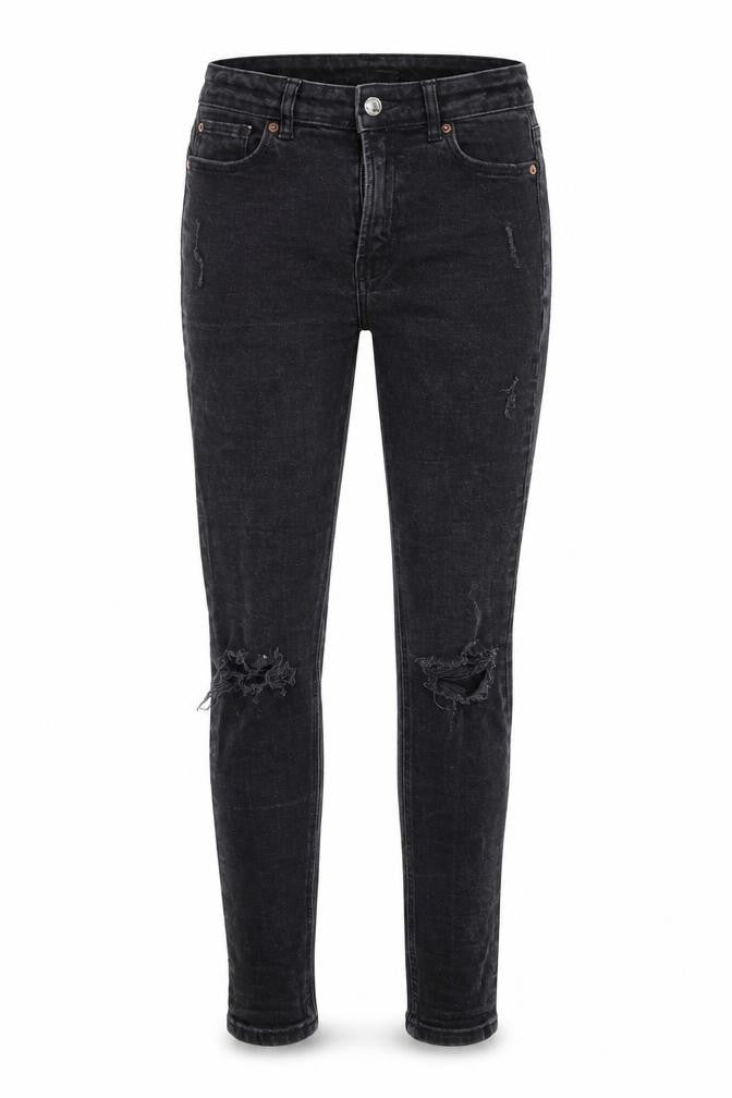 Front view of Denim Co women’s black denim skinny jeans, size UK 12, 26-inch leg