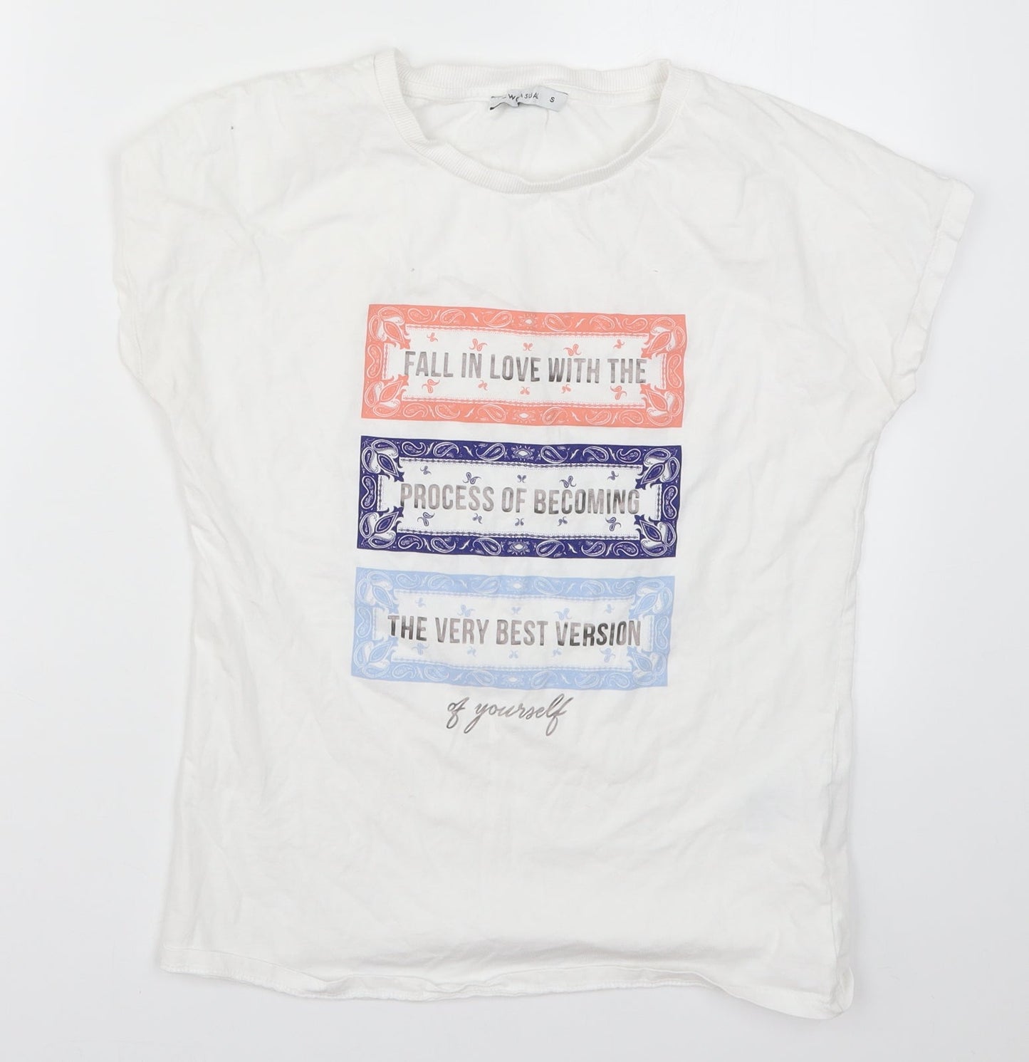 LC Waikiki Womens White   Basic T-Shirt Size S  - Fall in Love with the Process of Becoming the Very Best Version of Yourself