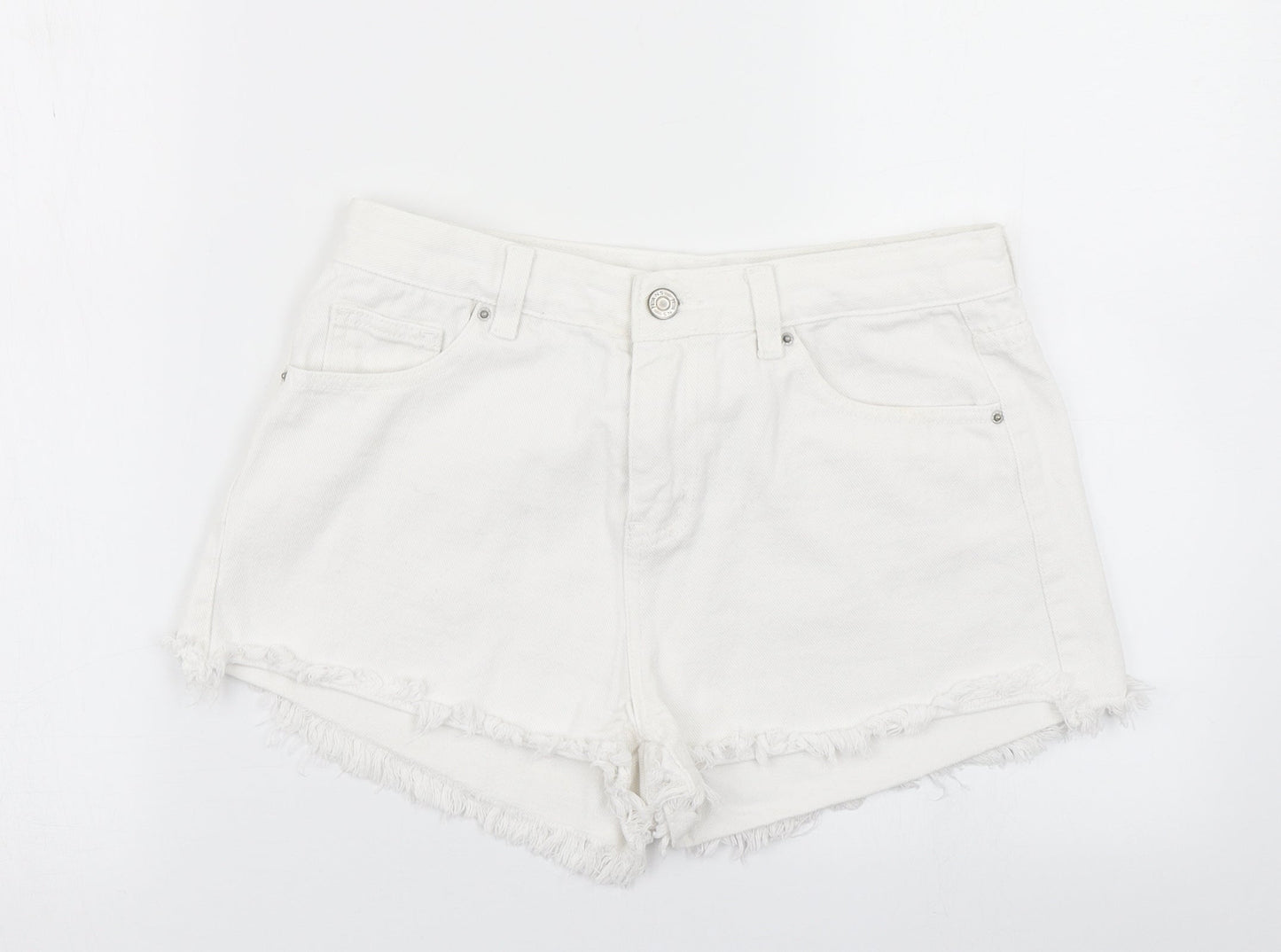 Jeans Womens White  Denim Hot Pants Shorts Size M