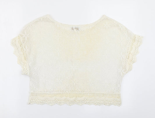 PIKO 1988 Womens Ivory  Lace Cropped T-Shirt Size L