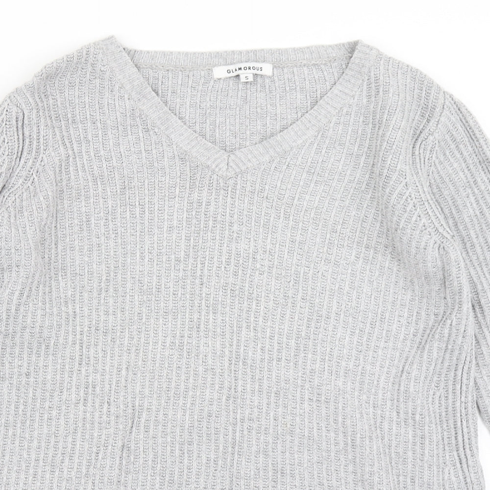 Glamorous Womens Grey  Knit Pullover Jumper Size S