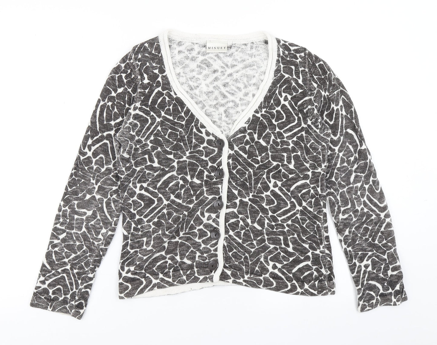Minuet Womens Brown Animal Print Knit Cardigan Jumper Size 8