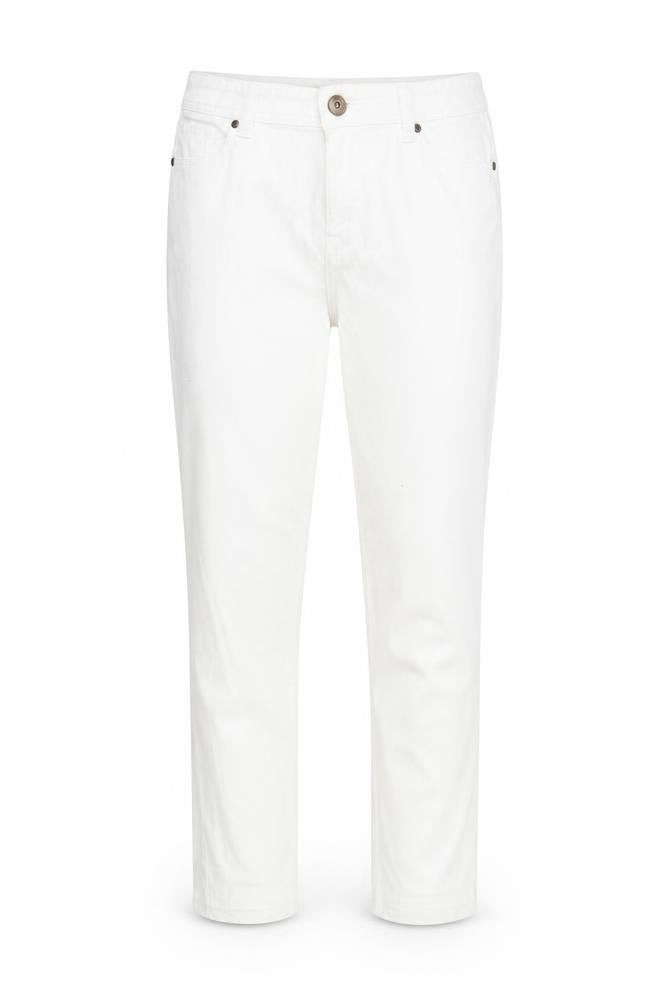 Front view of Dunnes women’s white denim skinny jeans, size UK 12, 27-inch leg