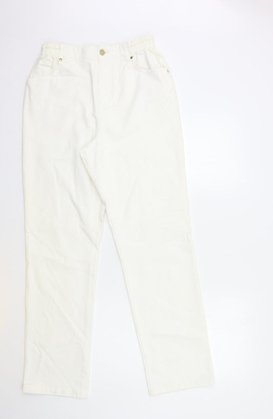 Impressions Womens White  Denim Straight Jeans Size 12 L32 in
