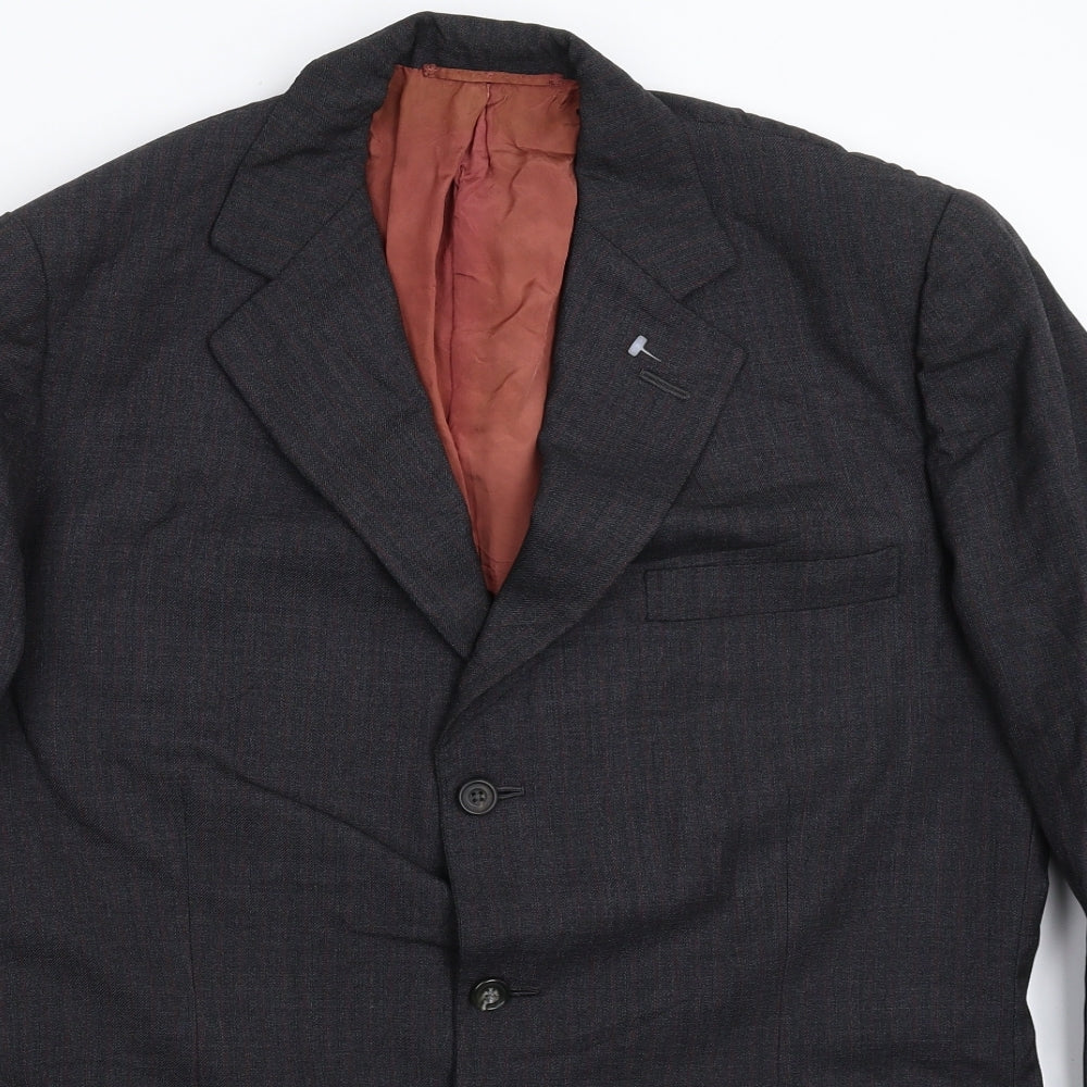 Thornton Mens Grey Striped  Jacket Suit Jacket Size 42