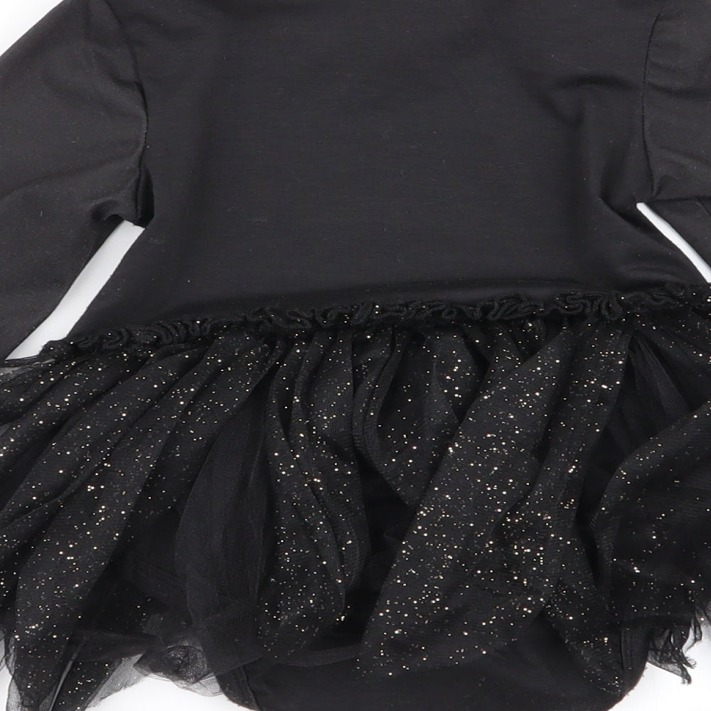 H&M Girls Black Geometric  Fit & Flare  Size 12 Months