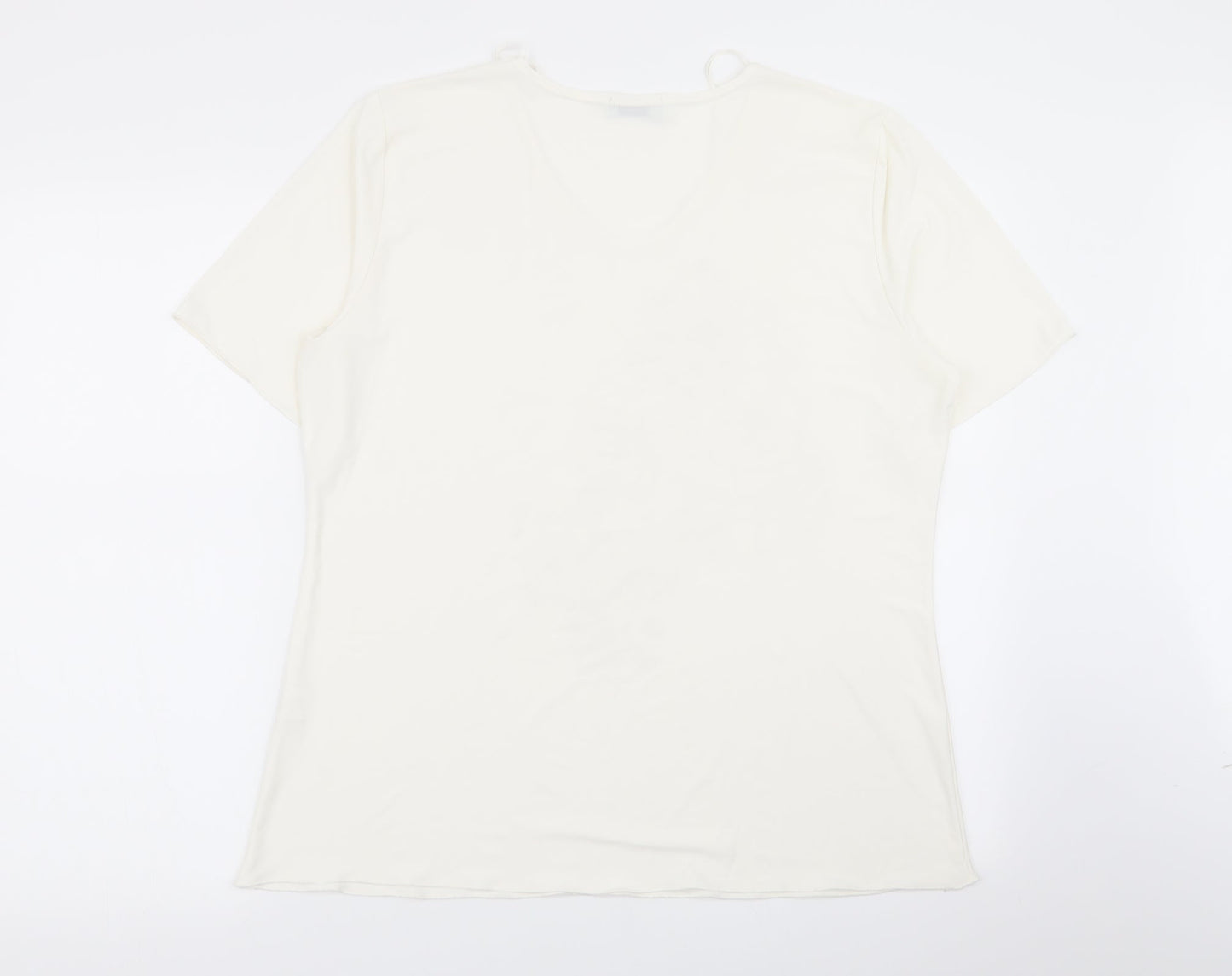 Mega Design Womens Ivory Floral  Basic T-Shirt Size M  - Size M/L