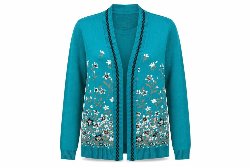 Front view of Pure & natural women’s green floral jumper, size S