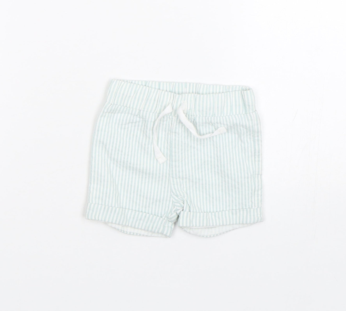 M&S  Baby Blue Striped  Cropped Trousers Size 0-3 Months
