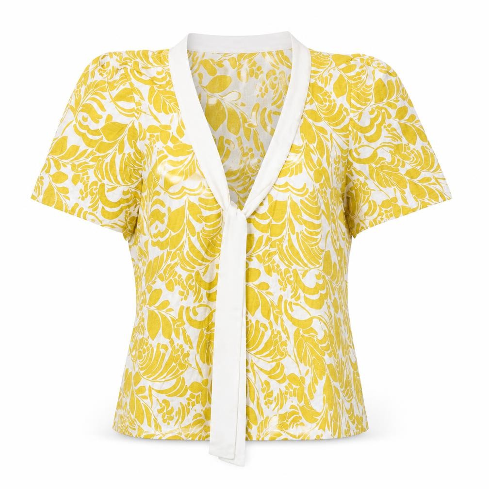 M&S Womens Yellow Floral  Basic T-Shirt Size 8