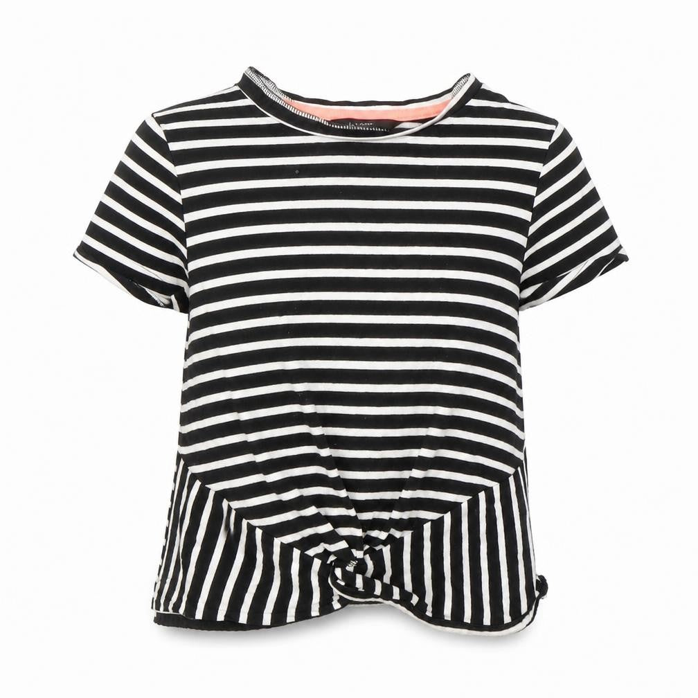 George Girls Black Striped  Basic T-Shirt Size 6-7 Years