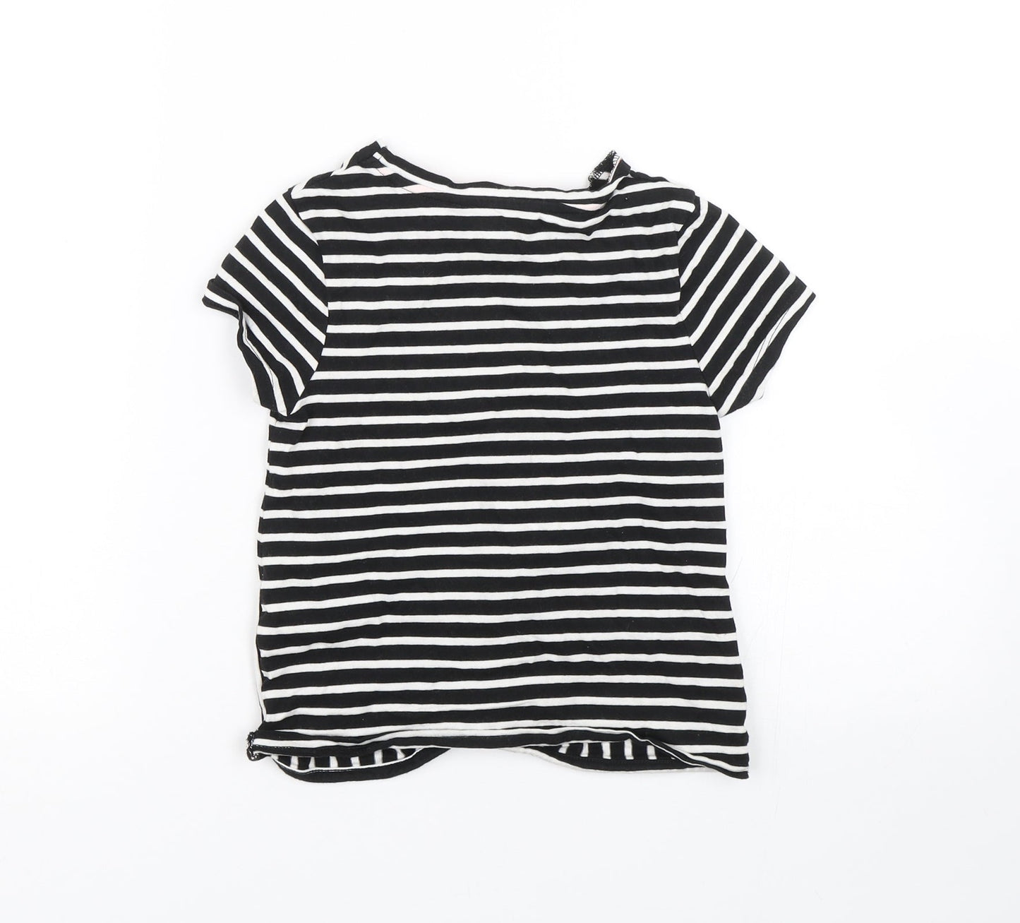 George Girls Black Striped  Basic T-Shirt Size 6-7 Years