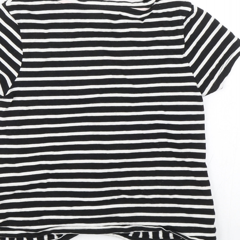 George Girls Black Striped  Basic T-Shirt Size 6-7 Years