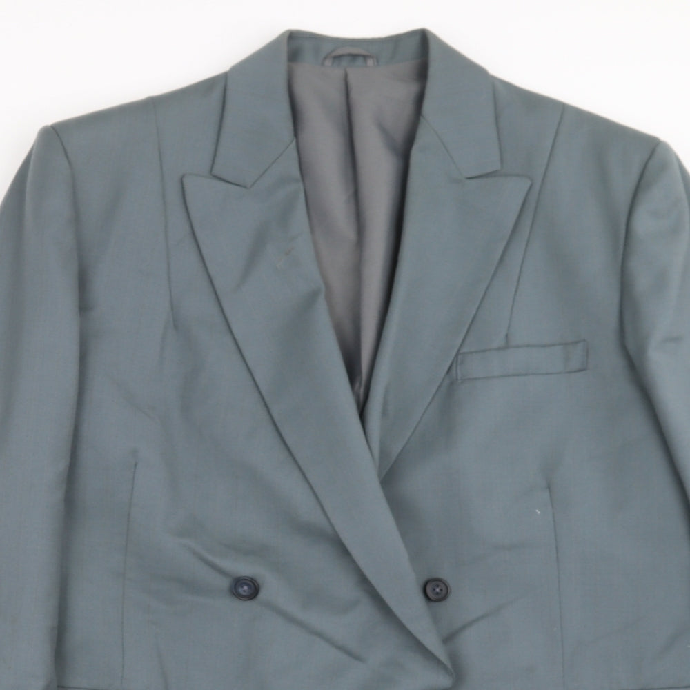 Preworn Mens Green Striped  Jacket Suit Jacket Size 42