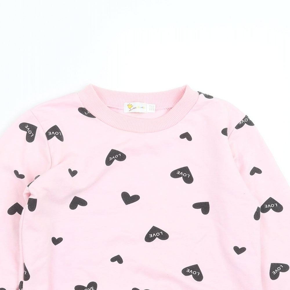 Little Hands Girls Pink   Pullover Sweatshirt Size 11-12 Years  - love heart