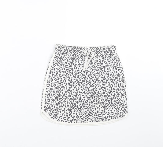 George Girls White Animal Print  Straight & Pencil Skirt Size 8-9 Years