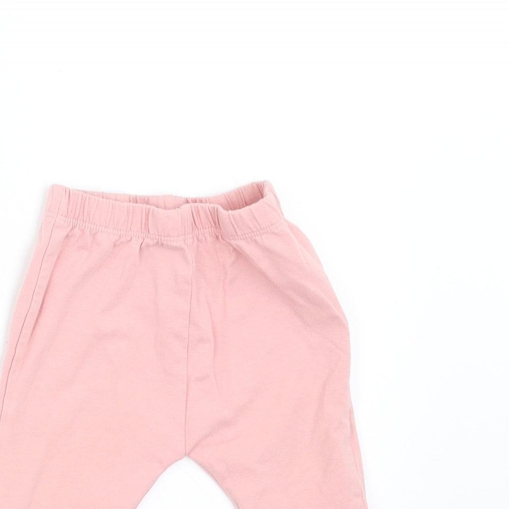 Preworn Girls Pink   Jogger Trousers Size 3-6 Months