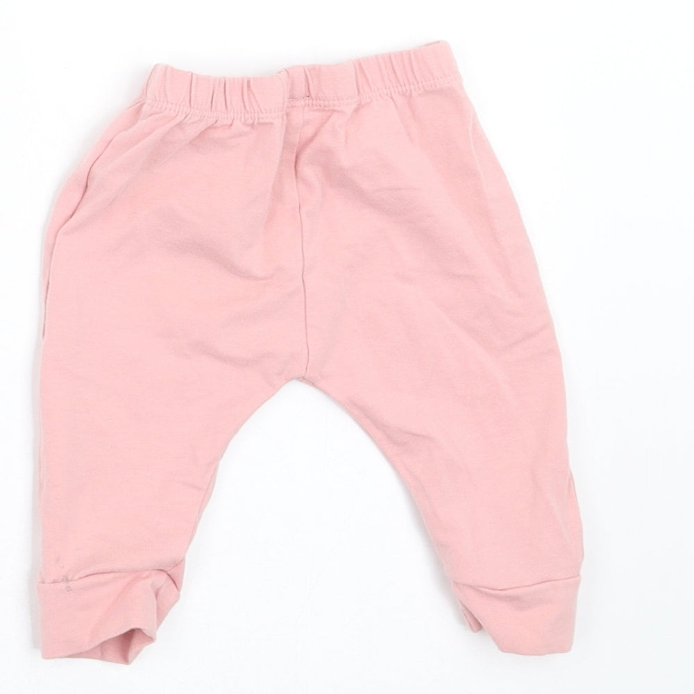 Preworn Girls Pink   Jogger Trousers Size 3-6 Months