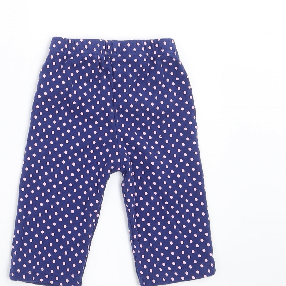 Preworn Girls Blue Polka Dot   Leggings Size 3-6 Months
