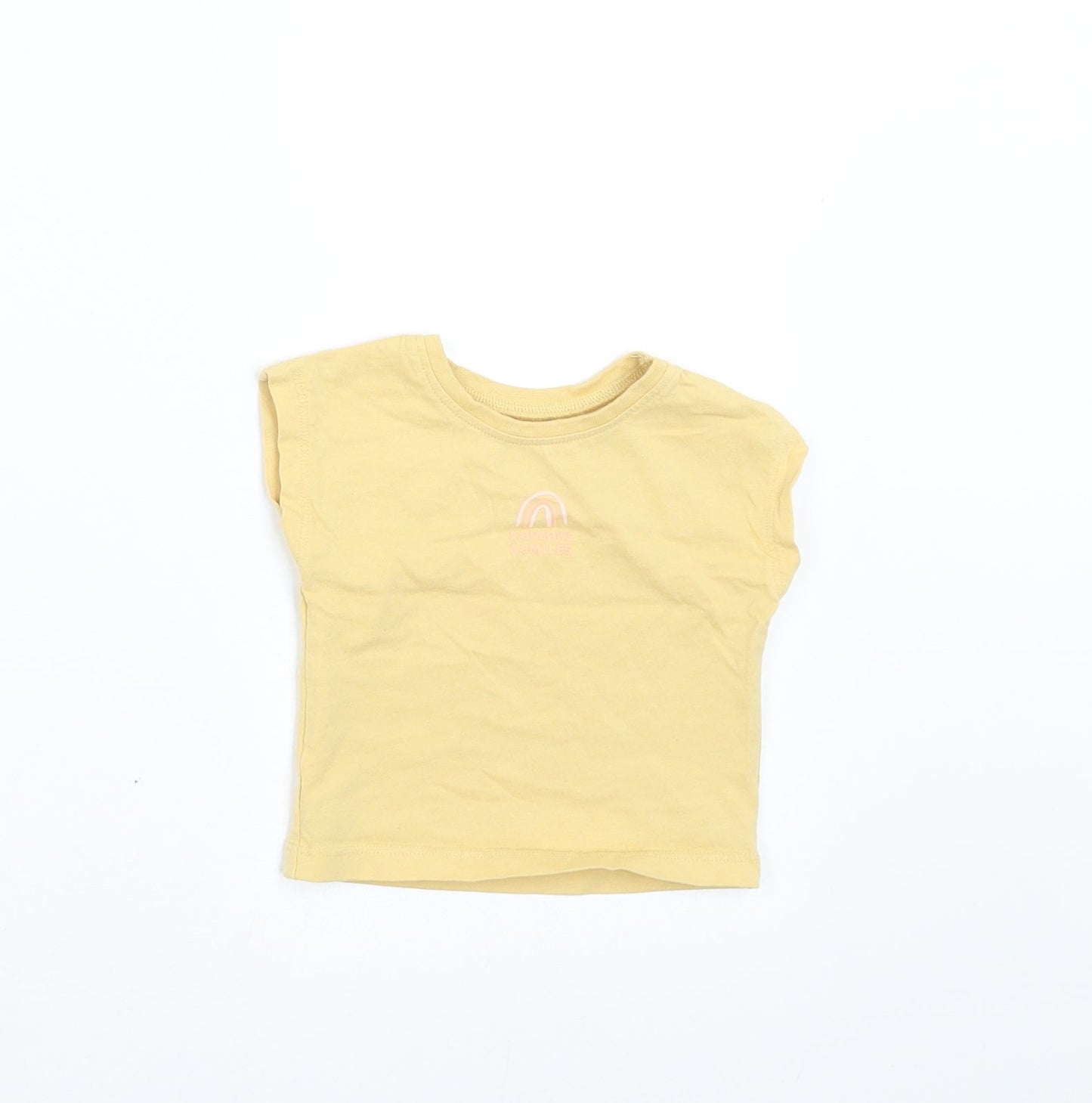 George Girls Yellow   Basic T-Shirt Size 0-3 Months  - rainbow