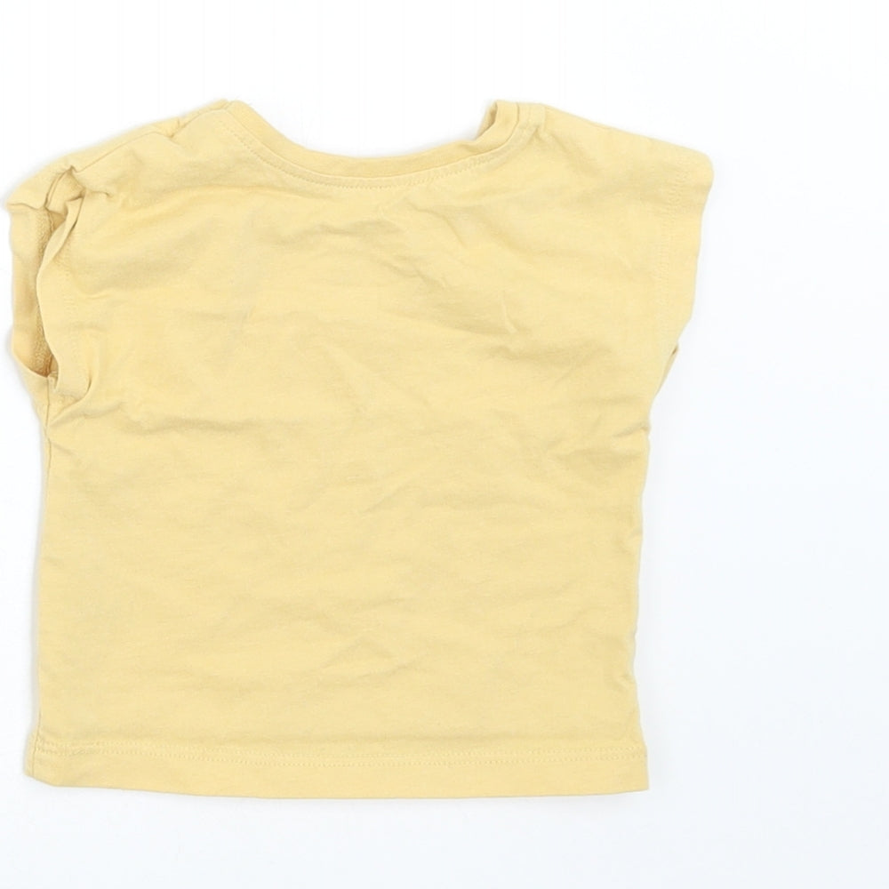 George Girls Yellow   Basic T-Shirt Size 0-3 Months  - rainbow