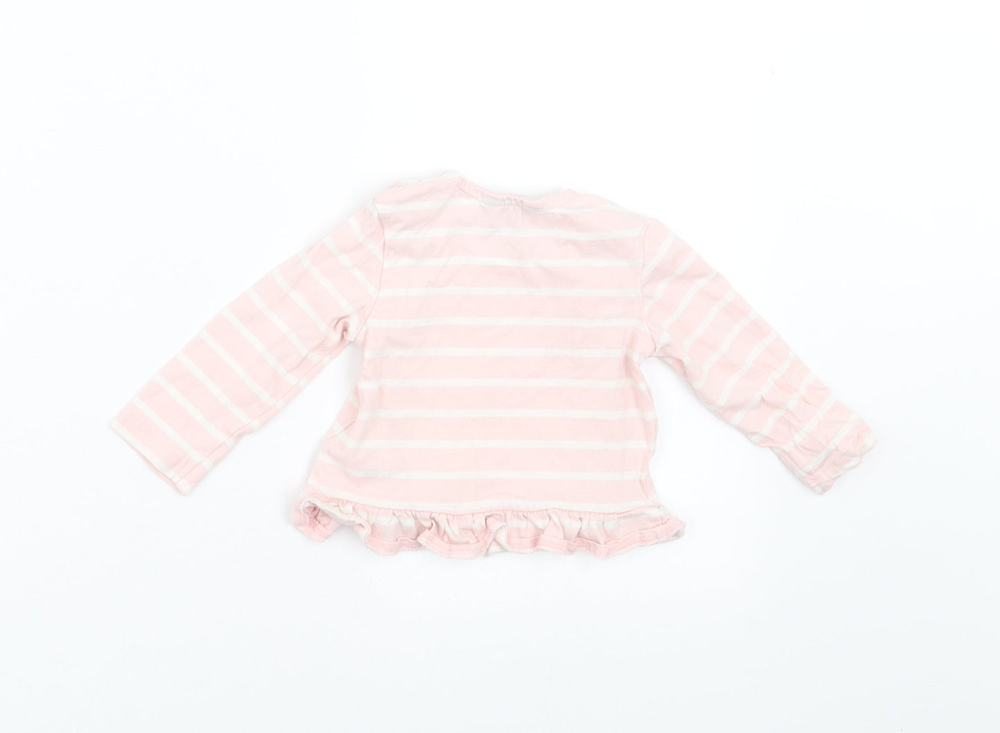 Maine New England Girls Pink Striped  Basic T-Shirt Size 3-6 Months
