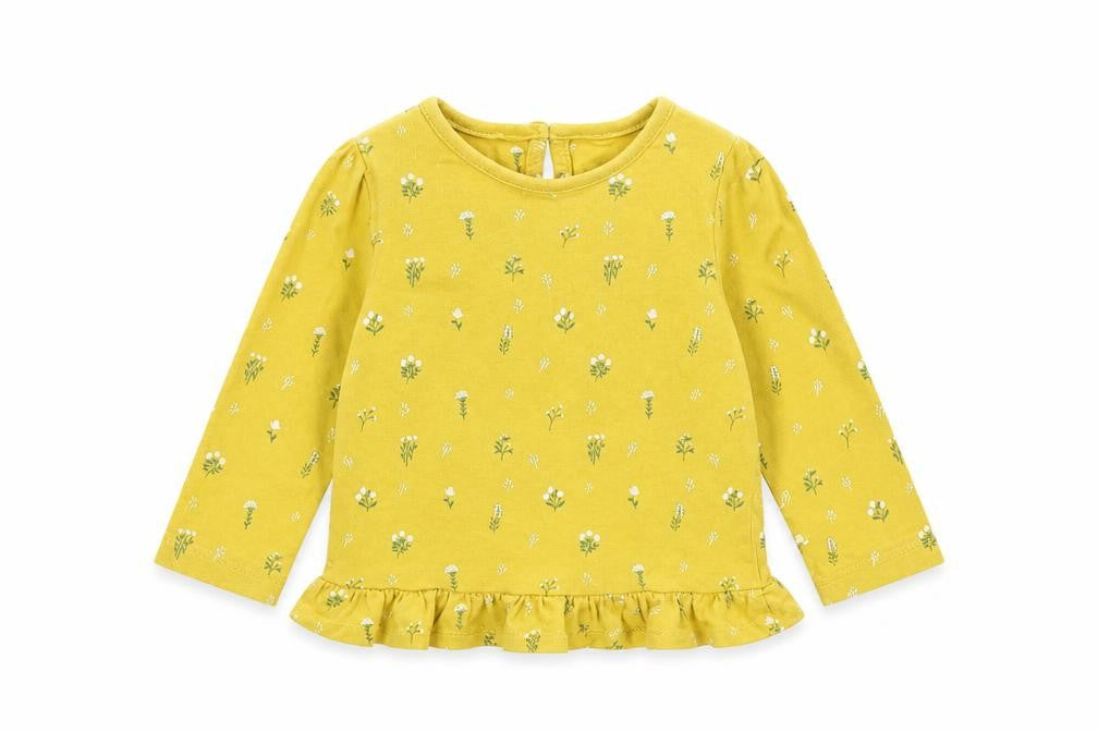 Mini Club Girls Yellow Floral  Basic T-Shirt Size 6-9 Months
