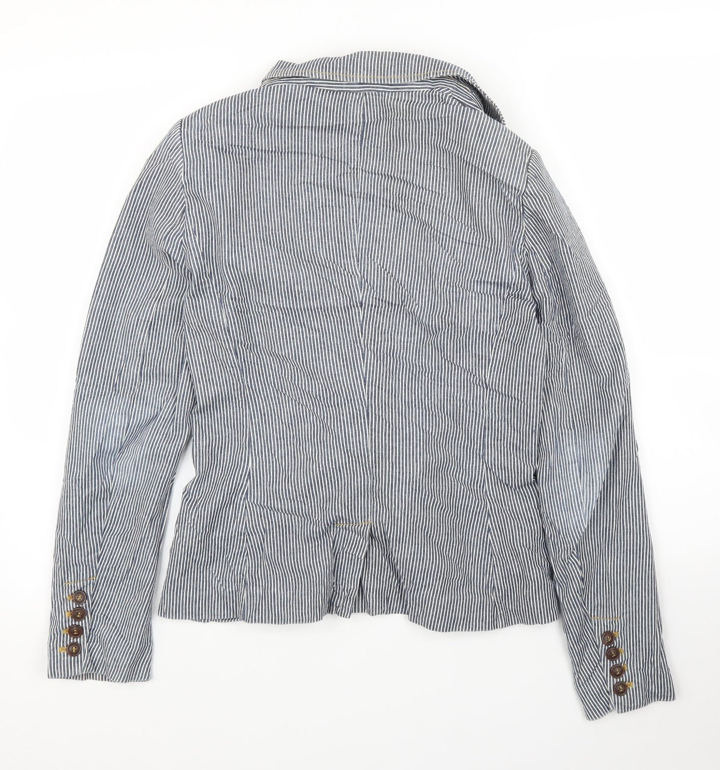 H&M Womens Blue Striped  Jacket Blazer Size 10