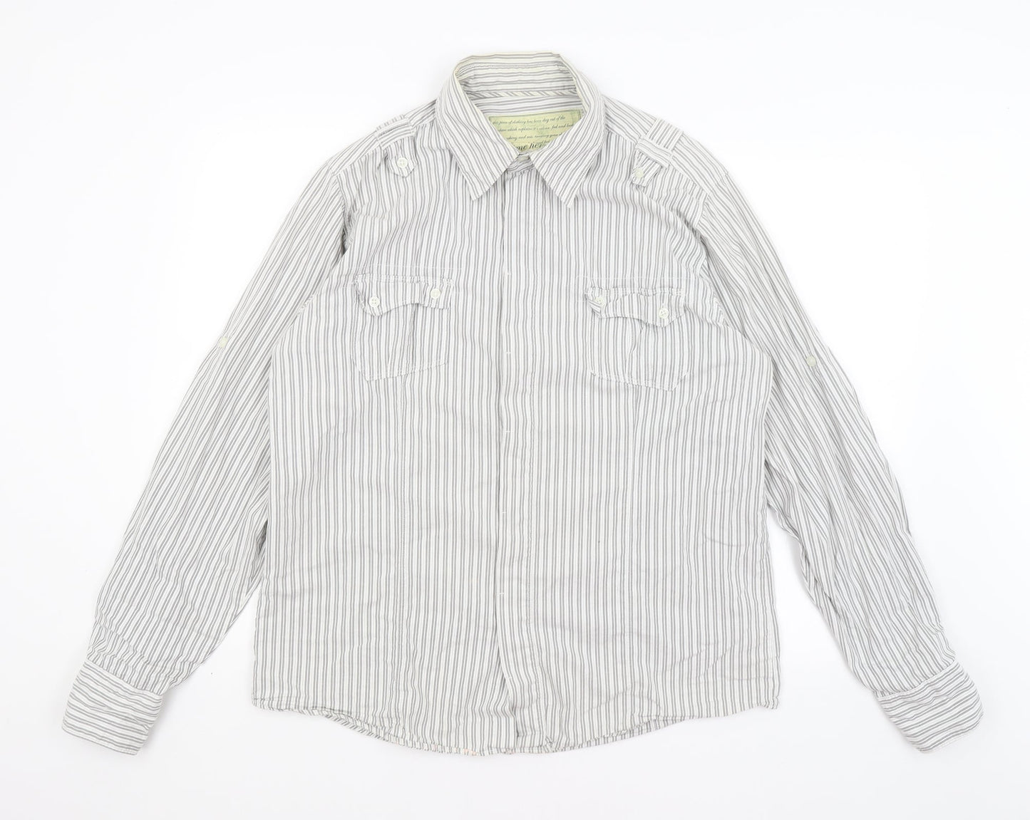 Preworn Mens Grey Striped   Button-Up Size XL