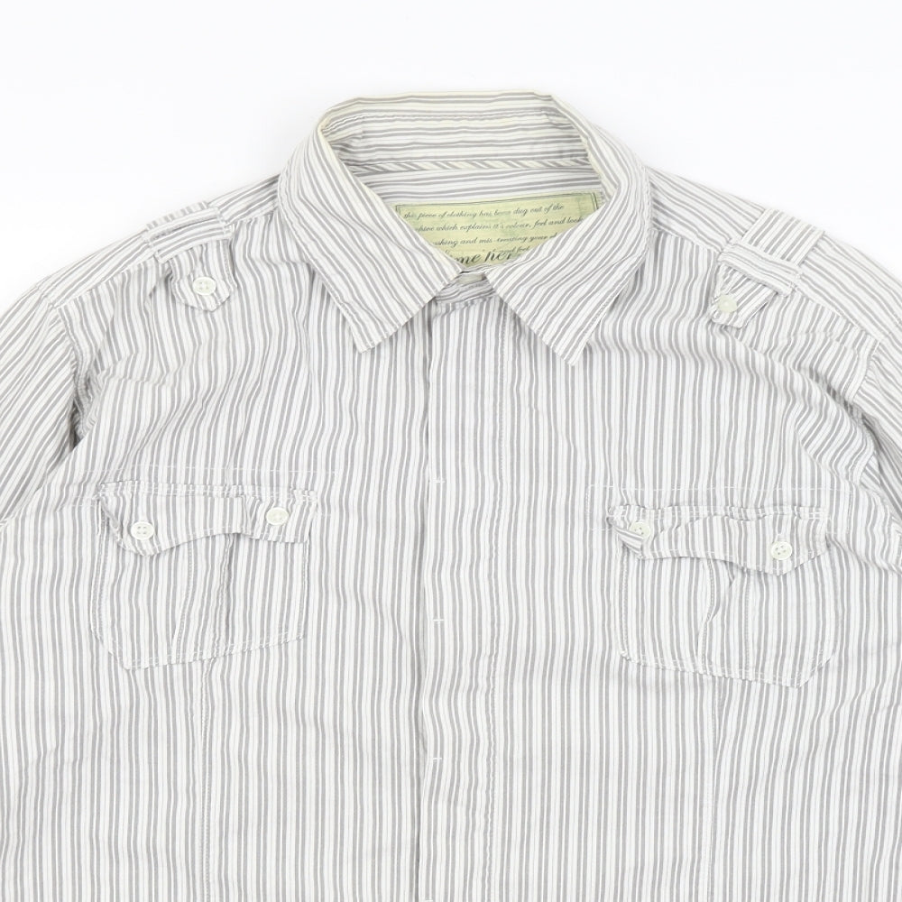 Preworn Mens Grey Striped   Button-Up Size XL