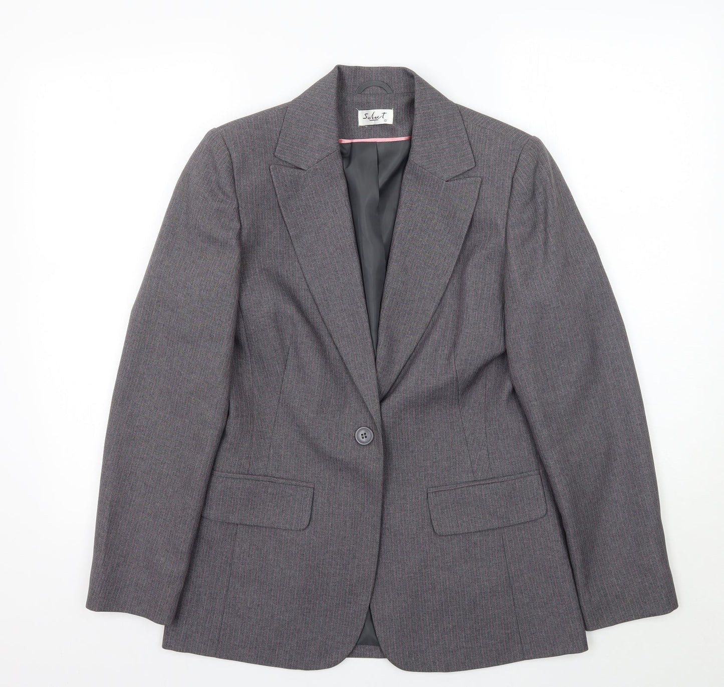 Select Womens Grey Striped  Jacket Blazer Size 10