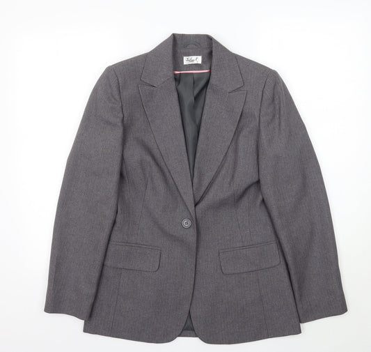 Select Womens Grey Striped  Jacket Blazer Size 10