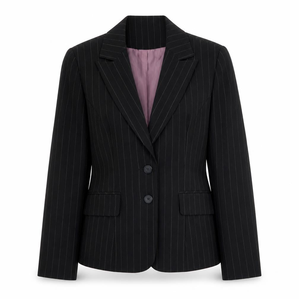 Select Womens Black Striped  Jacket Blazer Size 12