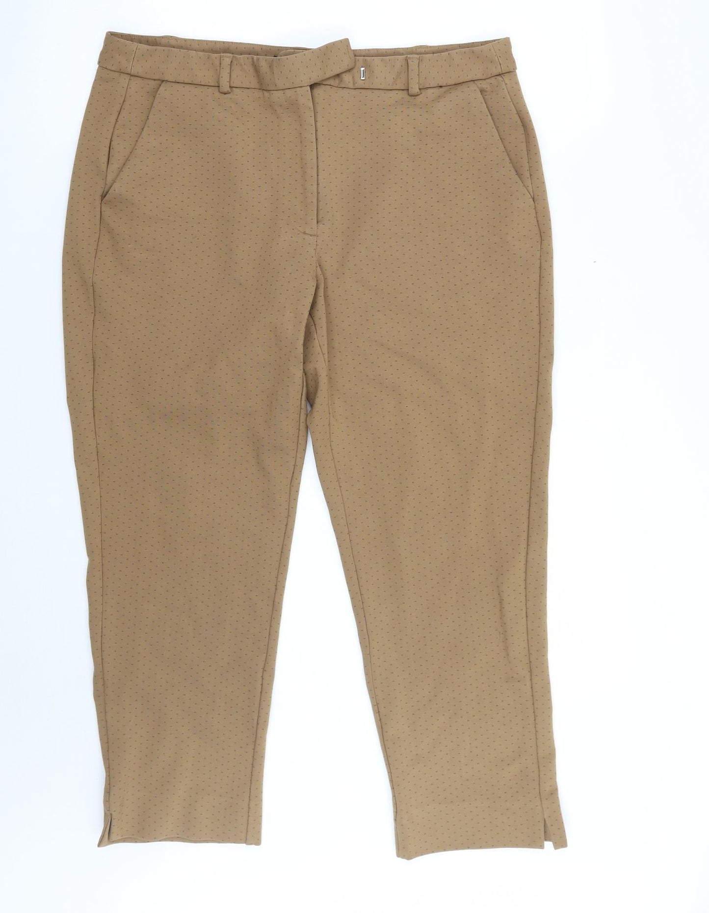 Marks and Spencer Womens Brown Geometric  Trousers  Size 16 L24 in