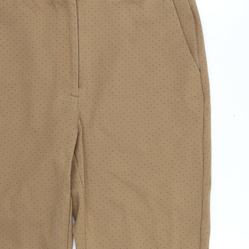 Marks and Spencer Womens Brown Geometric  Trousers  Size 16 L24 in
