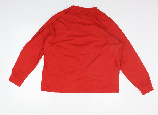B&M Mens Red Solid   Pyjama Set Size L