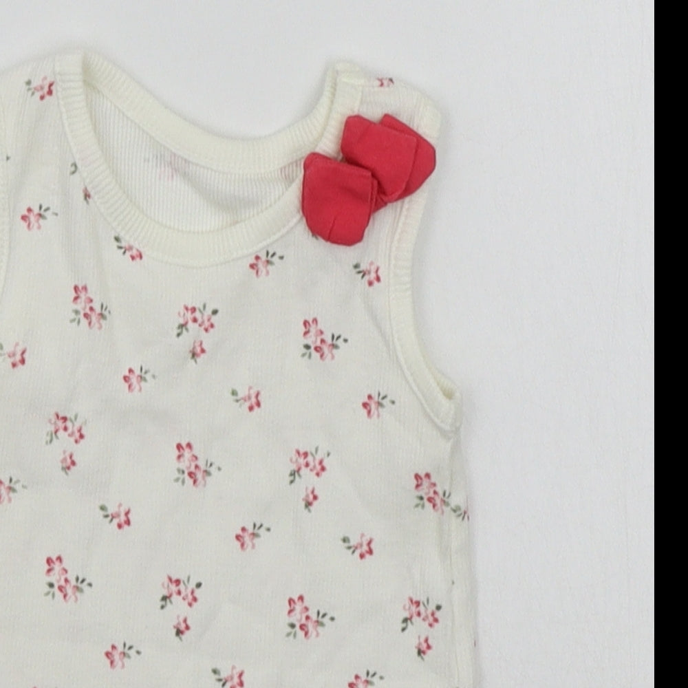 Matalan Baby White Floral  Basic Tank Size 12-18 Months
