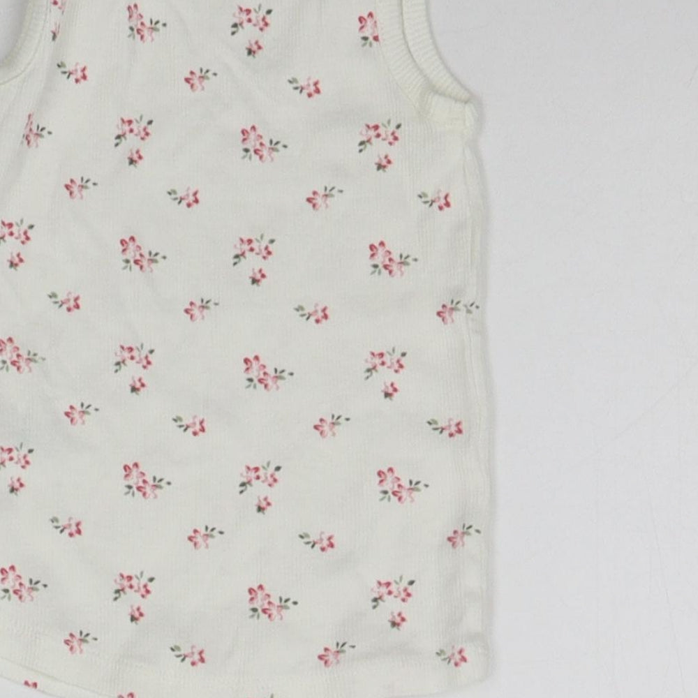 Matalan Baby White Floral  Basic Tank Size 12-18 Months